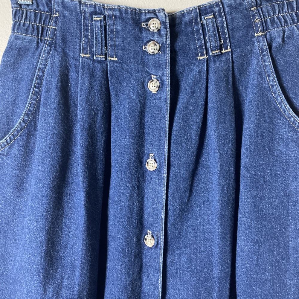VTG American Profile Dungarees Denim Blue Jean Midi  Button Skirt Womens Size 12 - Picture 2 of 7